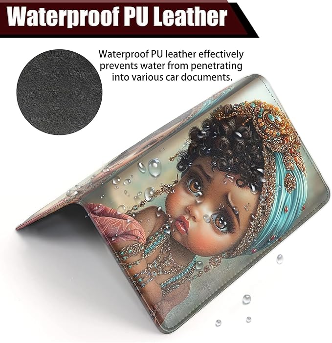 Car Document Holder with Magnetic Shut, Car Registration and Insurance Card Holder, Vehicle Glove Box Organizer Documents, Driver License, Auto Paperwork Organizer Wallet, Cute Cartoon Girl Pattern