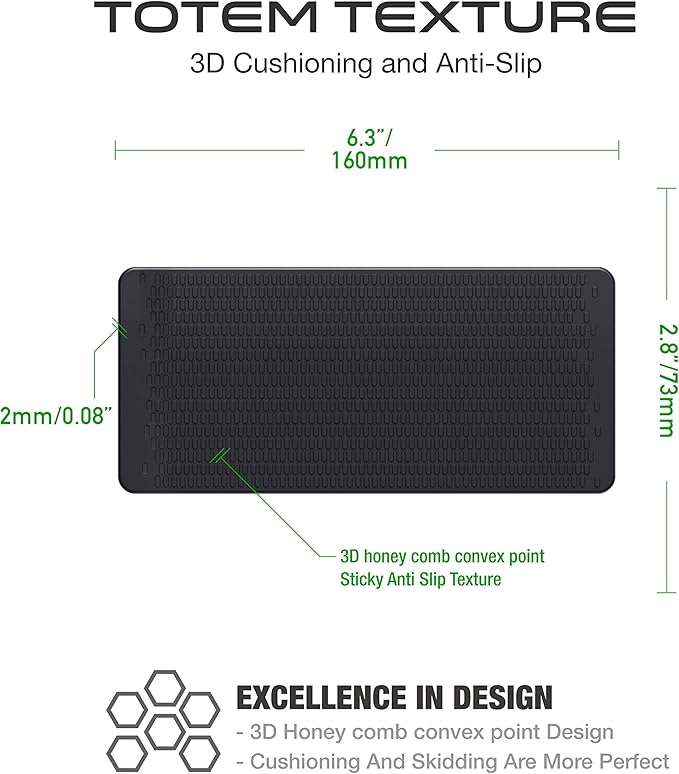 Car Dashboard Non Slip Mat, JIMISHA Anti Slip Pad, Anti Slide Sticky Dash Pad, Multifunctional Fixate Gripping Gel Pad for Radar Detector, Cell Phone, Keys, Glass, GPS, Coins 6.3x2.8 inch (4 Pack)