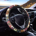 AFPANQZ Boho Flower Pattern Auto Steering Wheel Covers Sweat Absorption Comfort Grip Anti-Slip Safety Stretch-on 14-15 inch Easy Fix Machine Washable Steering Wheel Protection