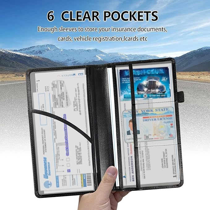 Qindaiwen Car Registration and Insurance Holder, Vehicle Card Document Elastic Band Closure Glove Box Organizer, Driver License Cards, Car Accessories for Essential Info, Owl Pumpkin
