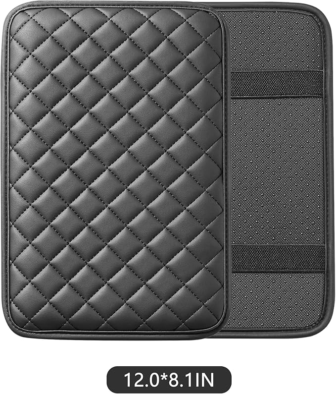 HighnessHwoo Car Armrest Covers, Vehicle Center Console Cover, Middle Storage Organizer Pads, Dog & Cat Paws Protetor, Nappa Leather, Waterproof, Anti-Slip, Auto Interior Accessories, Black, Size S