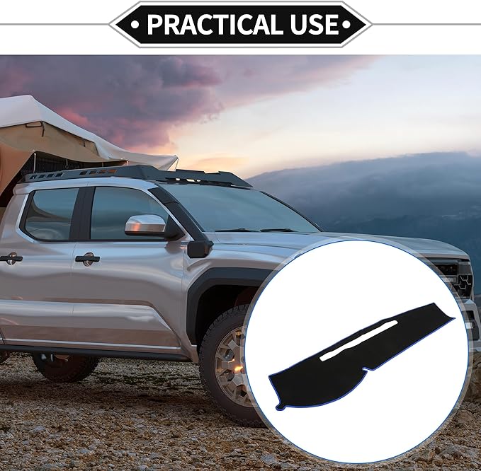 Dash Cover Compatible for Toyota Tacoma 2005-2015, Non-Slip Polyester Black Blue Center Console Dashboard Cover Pad Carpet
