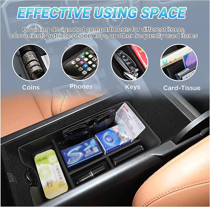 Sinminou Center Console Organizer 3PC Compatible with 2025-2026 Toyota Camry Accessories, Armrest Storage Box, Charging Zone Anti-Slip Mat and Gear Shifter Right Side Console Organizer Tray