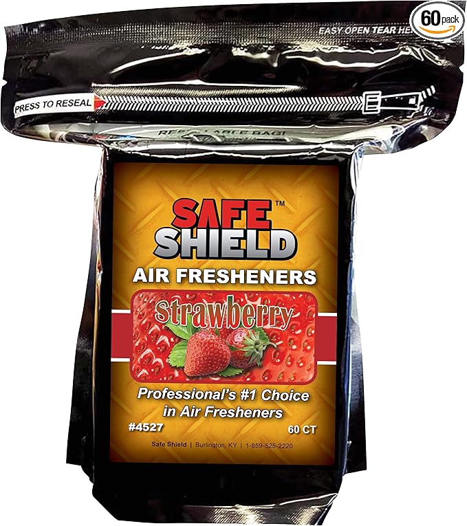 SAFE SHIELD AIR FRESHENER PADS SCENTS 60 COUNT CAR LOT AUTO RENTAL DETAILER DEALERSHIP (STRAWBERRY)