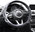 Elantrip Leather Steering Wheel Cover Great Grip with 3D Honeycomb Anti-Slip Design, Universal 15.5-16 inch Car Wheel Protector Black and Gray