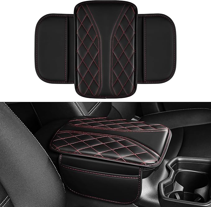 Center Console Cover Fit for Chevrolet/Chevy Trailblazer Waterproof Armrest Cover with Soft Leather,Anti-Scratch Auto Armrest Pad Accessory （Redline