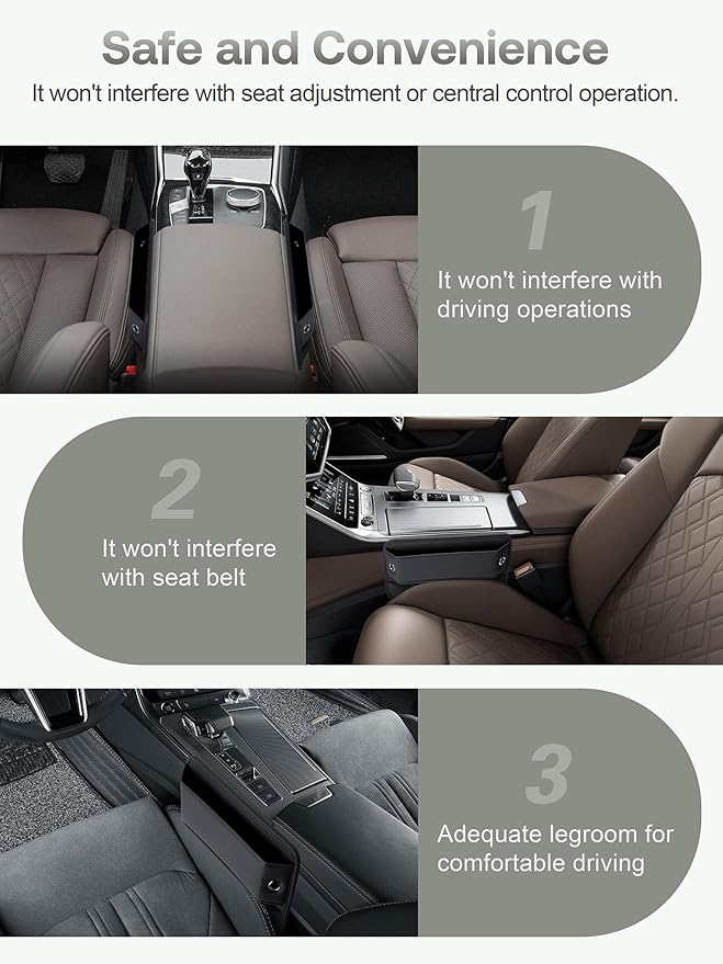 Owntow Universal Fit Car Gap Filler, Premium Leather Seat Gap Filler Organizer, Car SUV Truck Essentials (Black, 1 Pack)