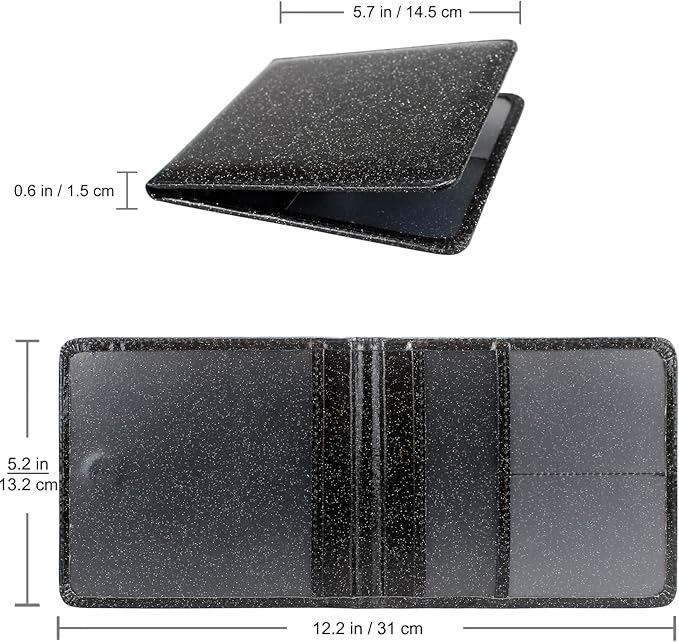 LumiMokki Car Registration and Insurance Holder, Leather Registration and Insurance Card Holder, Vehicle Glove Box Organizer - For Documents, Cards, License (Bling Black)