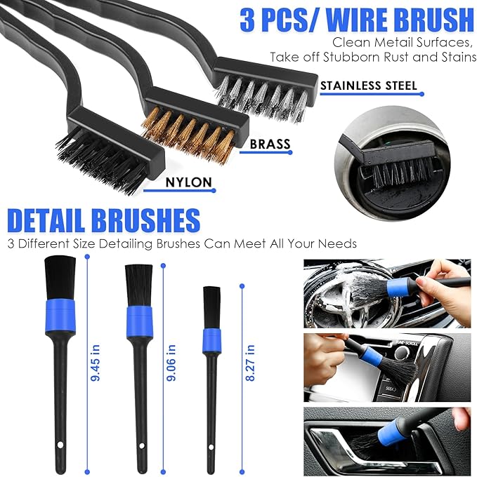Viewsun Windshield Cleaner Tool 31 Pcs Car Interior Cleaning Kit, Car Detailing Kit Interior Cleaner, Car Detailing Brushes, Car Cleaning Gel, Inside Cleaning Supplies Accessories for Women Men