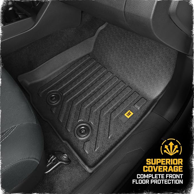 CAT® JustFit™ 3D All Weather Floor Mats for Toyota Tacoma 2016-2023, Custom Fit Heavy Duty Rubber Car Mats Full Set for Double Cab and Automatic Only, Tacoma SR/SR5/TRD/Limited/Trail Accessories