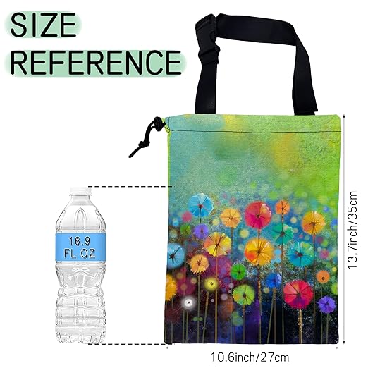 NHNXHWIA Watercolor Floral Car Trash Bag,Hanging Drawstring Car Garbage Bag, Waterproof Canvas Car Back Seat Organizer with Adjustable Buckle, for Vehicles, SUVs, Camping, Road Trips