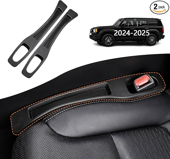 2 Pack Car Seat Gap Filler Organizer Compatible with Toyota Land Cruiser 2024 2025 Accessories,Car Gap Seat Filler Prevents Things Dropping，Seat Gap Filler with Phone Holder(Black)
