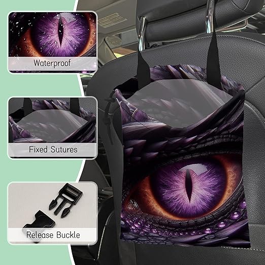 NHNXHWIA Purple Dragon Eye Car Trash Bag,Hanging Drawstring Car Garbage Bag,Waterproof Canvas Car Back Seat Organizer with Adjustable Buckle,for Vehicles,SUVs,Camping,Road Trips