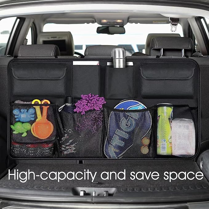 Large Capacity Backseat Trunk Organizer for Chevrolet Equinox EV 2024, Car Trunk Organizer, Collapsible Car Storage Bag with 8 Pockets