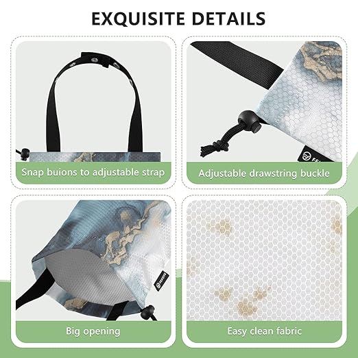 ALAZA Hanging Car Trash Bags Garbage Bag Trash Can for Back Seat Small Marble Nordic Style Washable Storage Bag Retractable 2 Pack