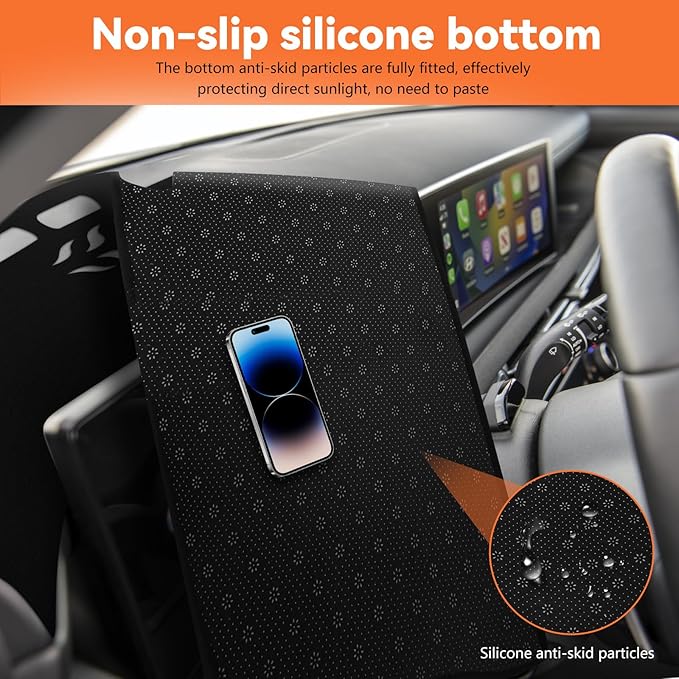 Dash Mat Custom Fit 2025 2026 Hyundai Tucson (Not for HUD), Premium Carbon Fiber Non-Slip Dashboard Protector & Sunshield, UV-Blocking, Anti-Glare, Fade-Resistant (Black)