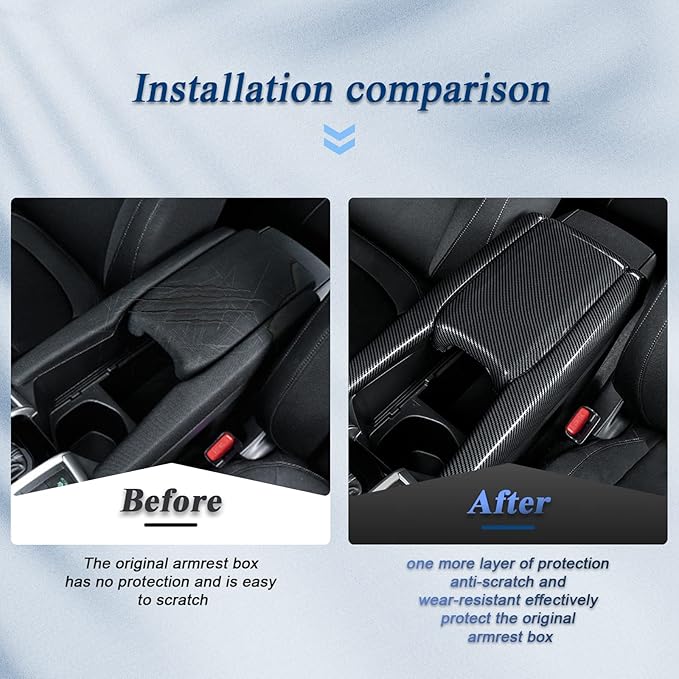 BIBIBO for Honda Civic Carbon Fiber for 10th Gen Civic 2016 2017 2018 2019 2020 2021 Honda Civic Console Armrest Box Cover, Civic Car Interior Arm Rest Cover Civic Armrest Carbon Fiber Cover