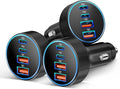 Car Charger USB C, 3 Pack 4-Port 90W Fast Charging Car Phone Charger Accessories Dual USB-C & USB-A Cargador Carro Cigarette Lighter Adapter for iPhone 17 16 15 14 13 12, iPad, Galaxy, Tablet, Android