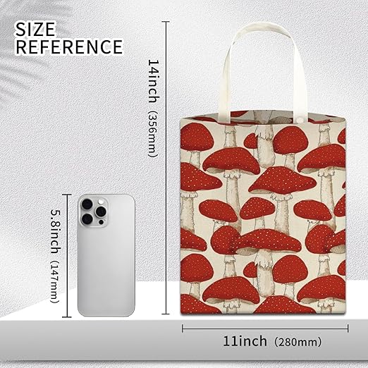 Car Trash Can, Hanging Garbage Bin for Men and Women, Cute Car Organizer and Storage Bag, Canvas Vehicle Trash Can Bag Easy-to-Install Cute Red Mushroom
