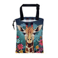 KXWQTRDD Car Garbage Bag Giraffe and Colorful Flowers Drawstring Car Trash Bag Hanging for Back Seat with Adjustable Buckle Canvas Vehicle Trash Can Easy-to-Install
