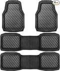 CAR PASS 3 Row Heavy Duty Rubber Car Mats, Deep-Dish All-Weather for 7 Seats 8 Seater 2nd & 3rd Floor Mats Waterproof Universal Trim Fit Liner Van,SUV,7 Passengers Vehicle,Automotive 3D Rhombus Black