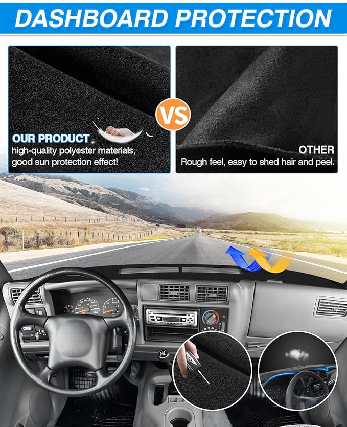 CARTIST Dash Cover Fit for Chevrolet Chevy S10 Blazer/GMC Jimmy Sonoma 1994-1997 & Olds Oldsmobile Bravada 1996 1997 Accessories Dashboard Cover Mat Non-Slip Carpet Sunshield Glare UV Rays Protector