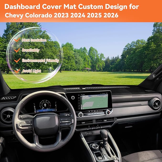 Dashboard Cover for 2023 2024 2025 2026 Chevy Chevrolet Colorado, Non-Slip Dashboard Protector & Sunshield, UV-Blocking, Anti-Glare Dash Mat Pad