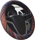 Large Ethnic Style Coarse Flax Cloth Automotive Steering Wheel Cover Anti Slip and Sweat Absorption Auto Car Wrap Cover (15.25''-16'', F)