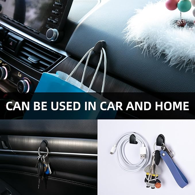 Headrest Hooks for Car, Car Back Seat Storage Organizer Purse Holder Bags Upgraded 2 in 1 Durable Leather Purse Hanger Car Essentials for Women Interior Accessories,1-Pack,Black
