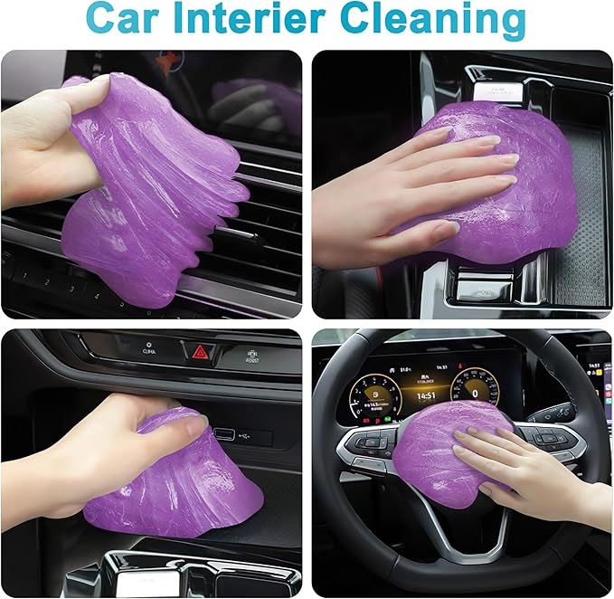FiveJoy Car Cleaning Gel Kit - Universal Car Detailing Putty for Car Interior - Reusable Goop Cleaner Supplies Auto Slime for Home, Office, Keyboard, Computer 2Pack Purple