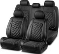 Skechers MAX Cushioning Car Seat Covers,Memory Foam Piping Leather Seat Covers,Waterproof Car Seat Protector Full Set,Car Seat Cushion Airbag Universal Fit for Most Cars,Vans,Trucks,SUV,Grey