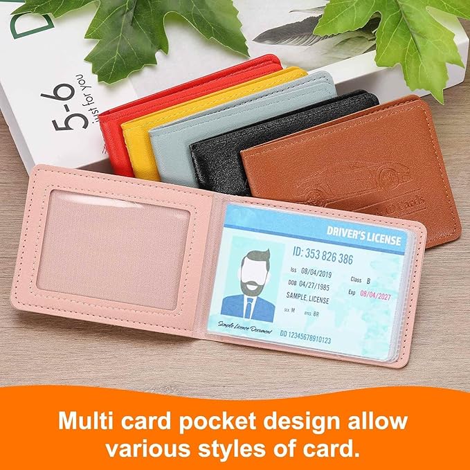 HARFINGTON Car Registration and Insurance Holder PU Leather Vehicle Glove Box Organizer Storage Accessories Car ID Holder with 6 Pockets for License ID Card Bank Card Documents, Pink