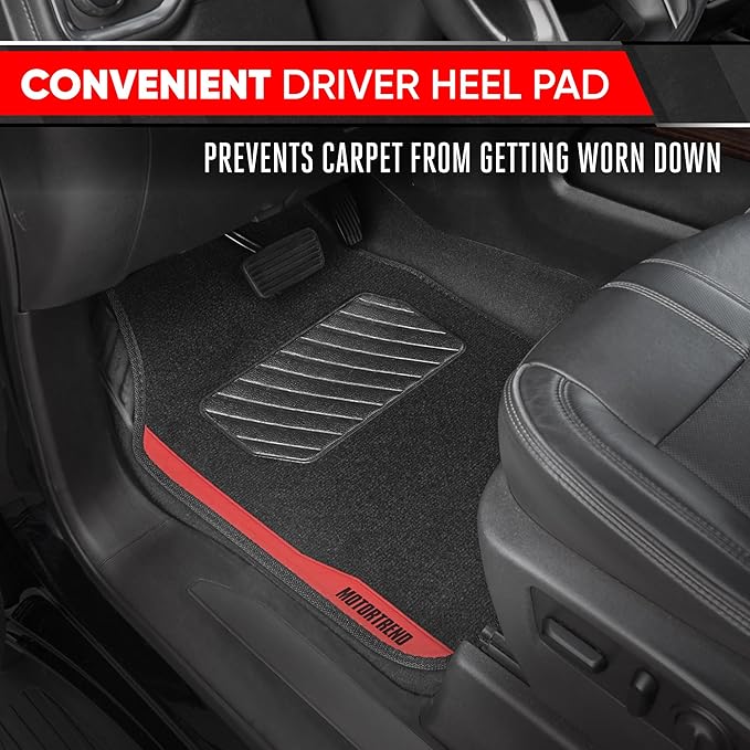 Motor Trend SpeedSeries Carpet Car Floor Mats Set - Universal Fit for Cars, Trucks, SUVs, Vans Red Trim Racing Design Car Mats Full Set Tapetes para Carro - Set of 4, Black & Red Car Carpet Mats
