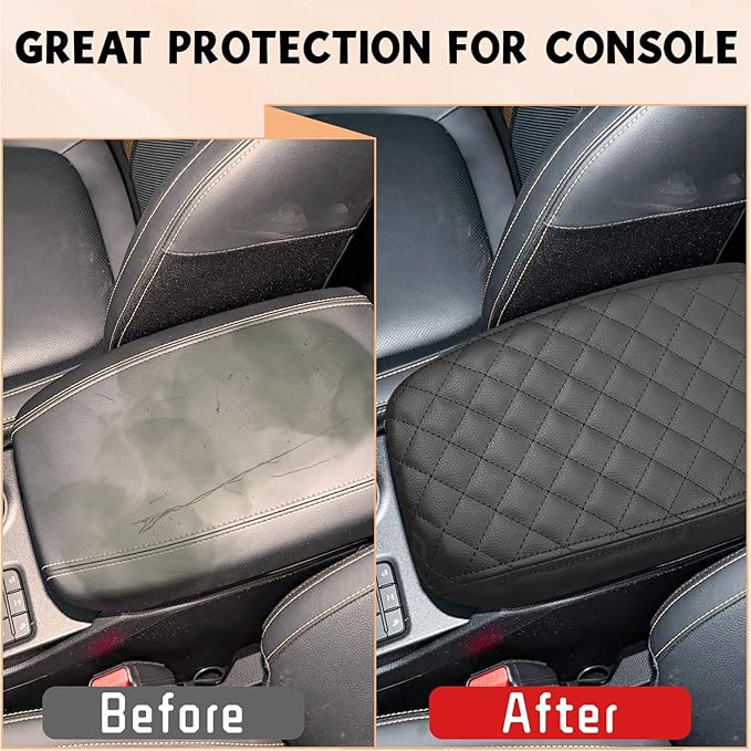 Center Console Cover Compatible with Ford Ranger 2024 2025 2026 XL/XLT/Lariat/Raptor Leather Armrest Box Cushion Cover Middle Console Pad