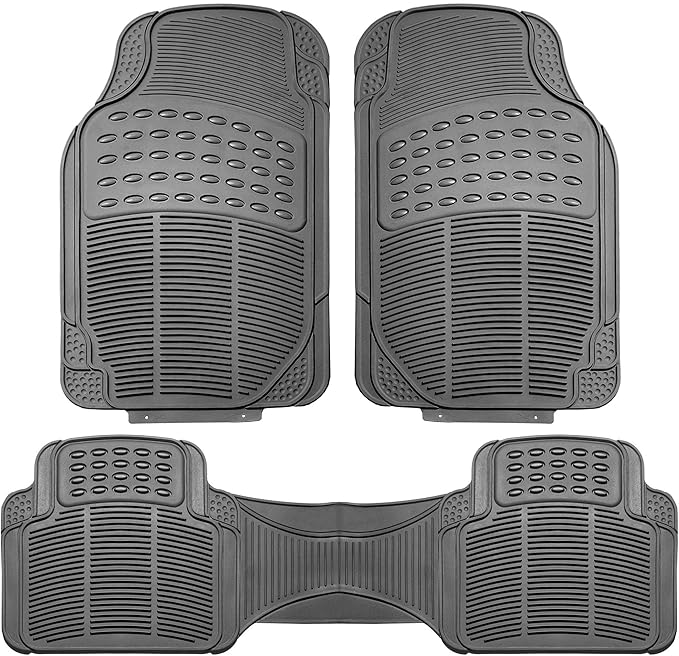 WYLF Automotive Floor Mats Climaproof Trimmable Non-Slip Vinyl Floor Mats-Full Set Gray for Cars, Universal Fit, Floor Mats for Sedan, SUV, Truck Floor Mats