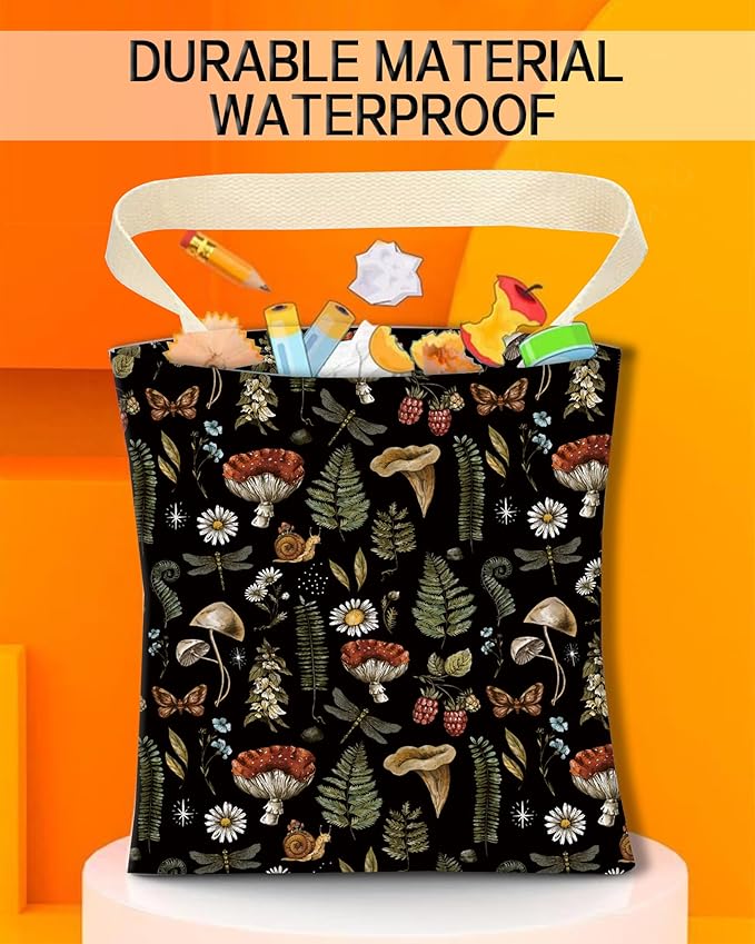 ANKVRP Hanging Car Trash Can Bag - Boho Brown Mushroom Design, Back Seat Organizer for Travel, Camping, Vehicle Accessories