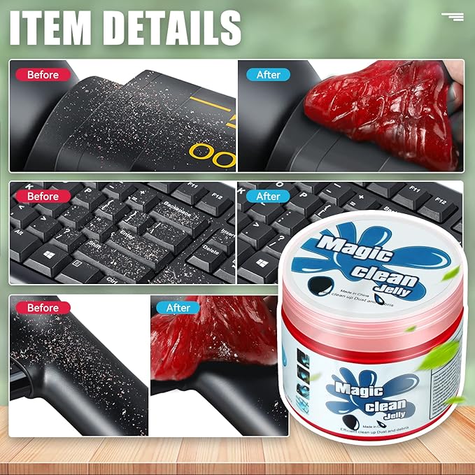 Auto Dynasty 2024 Universal Home/Office Keyboard/Interior Car Air Vent Auto Detailing Slime Cleaner Dust Cleaning Gel Putty Jelly, Red