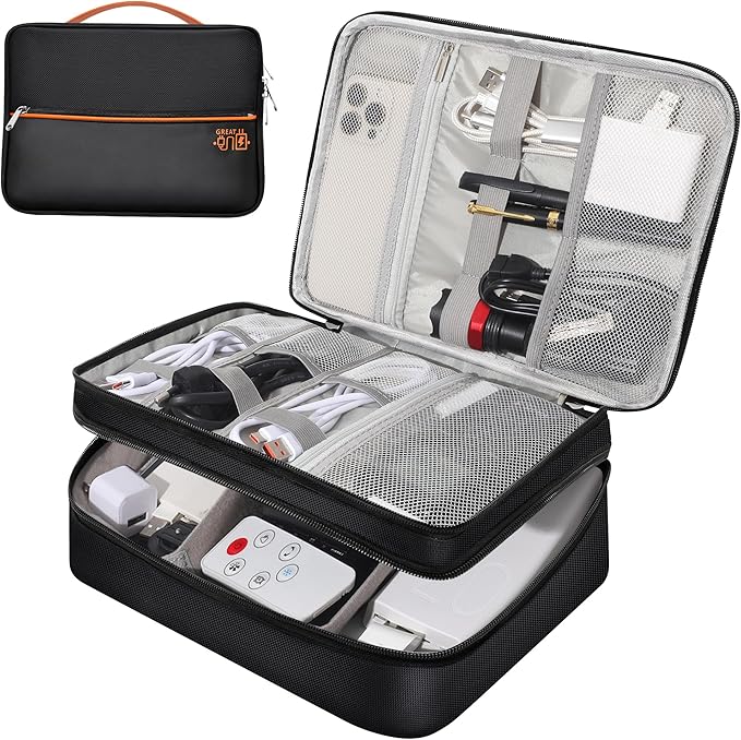 CILLA Electronic Organizer Travel Case, Travel Cord Organizer Case Portable Waterproof Cable Organizer Bag for Charger, Cord, USB, Power Bank, Earphone