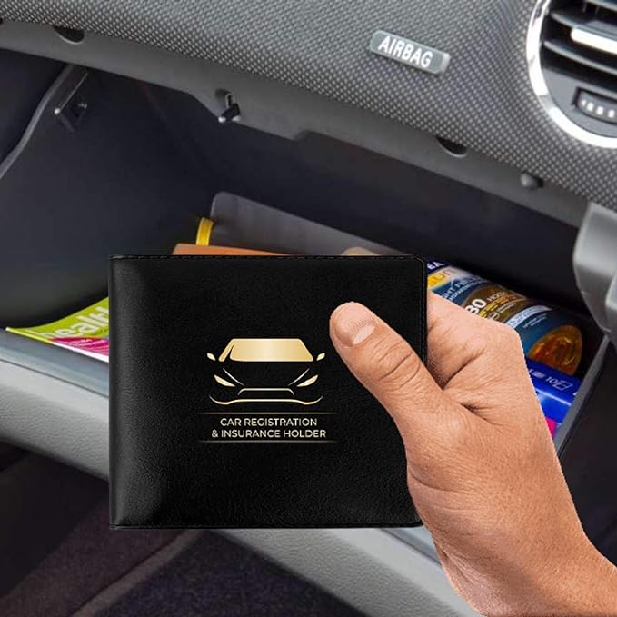 Performore Car Document Holder Wallets – Premium Organizer for Insurance and Registration Papers, 2 Clear Pockets with Strong Double-Sided Closure, Suitable for All Vehicles (4-Pack: 2 Black, 2 Red)