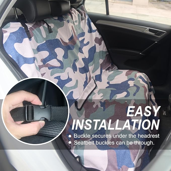 nbnhxnff Sweat Towel Car Seat Cover Protector Rear Seats for Gym Workout, Running, Swimming, Beach and Hiking, Waterproof Universal Seat Cover for Car, Trucks, Van&SUV(Camouflage, 1pcs Rear Seat)