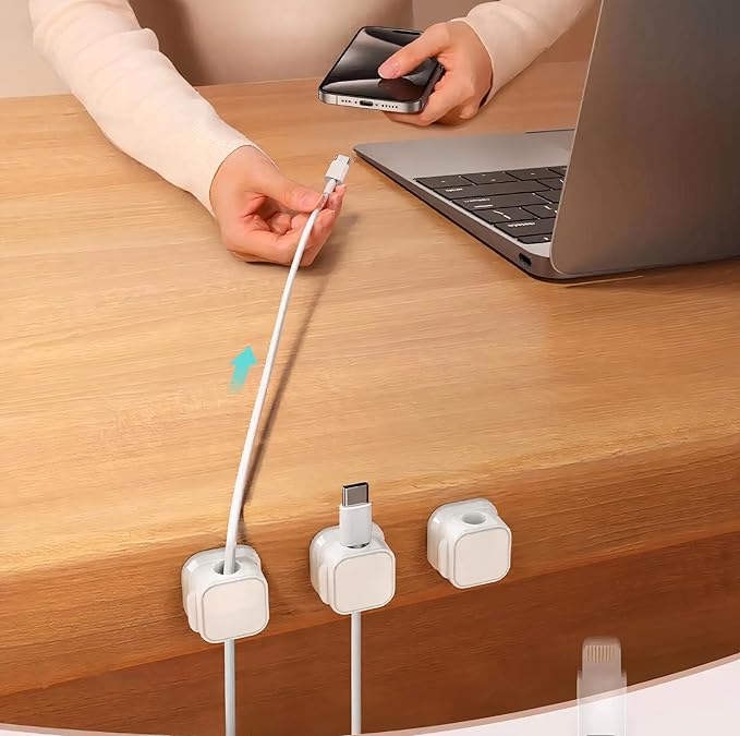 6 Pack Magnetic Cord Holder, Cord Organizer cratation Strong Adhesive Desk Cable Management Clips Organize Phone Charging Cable Wire Holder Neatly for Home,Office,Car,Nightstand.