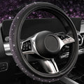 CAR PASS Bling Purple Diamond Leather Steering Wheel Cover, Sparkly Crystal Glitter Rhinestones Universal Fit 14" 1/2-15" Car Steering Wheel Protector for Women Girl Fit SUV,Van,Sedan,Truck, Purple
