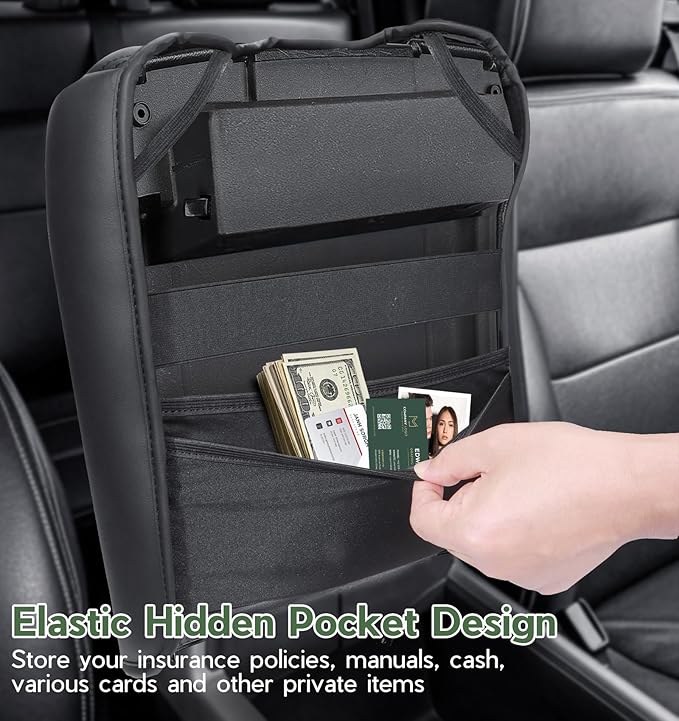Center Console Cover for Ford F150 2021 2022 2023 2024 2025 Truck Interior Accessories, PU Leather Armrest Middle Console Cover Anti-Scratch Protector Cushion Pad (Bucket Seat Only)