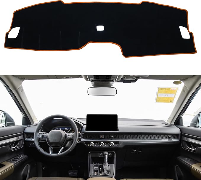 Dash Cover for Honda CR-V CRV Accessories 2023 2024 2025 2026 Dashboard Cover Center Console Dash Mat Carpet Protector Sunshield No Glare Non-Slip Pad Custom Fit, Orange Trim