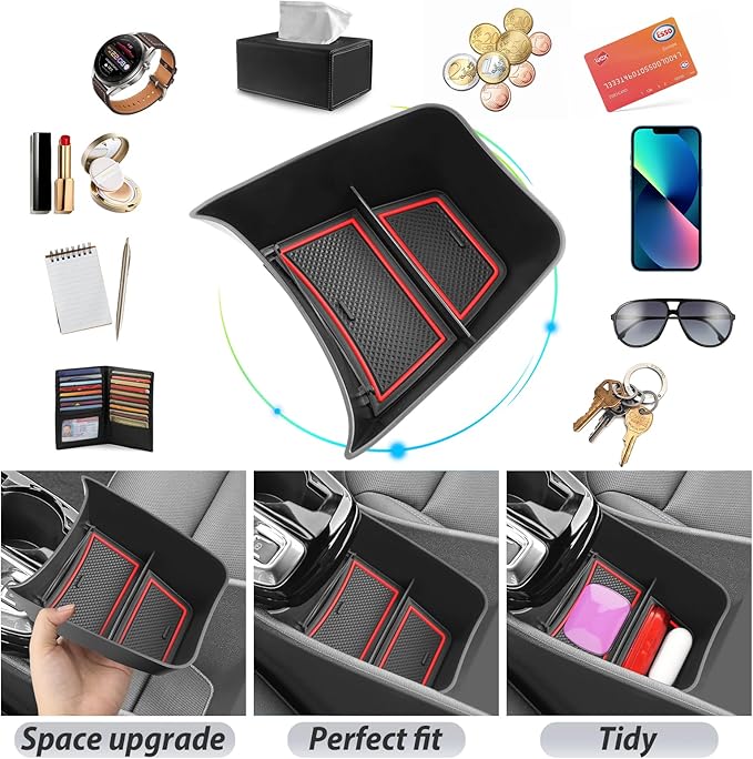 SKTU for 2024 2025 2026 Chevy Trax Center Console Organizer 2024 2025 2026 Trax Console Tray 2024 2025 2026 Chevy Trax Lower Console Tray 2024 2025 2026 Chevy Trax Accessories (Red)