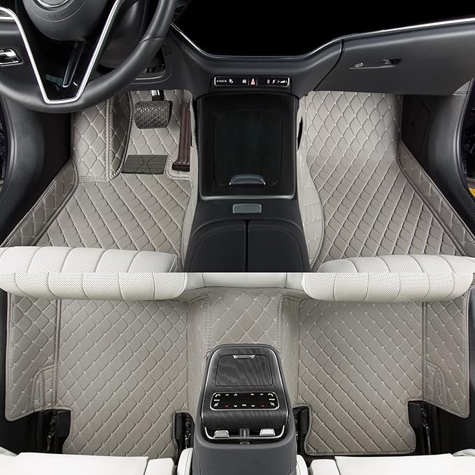Luxury car Floor mats are for 99% of Vehicle Models,All Weather car Floor mats Provide Comprehensive Protection for Vehicles,Floor mats for car Personalized Customization! (Grey Rice)
