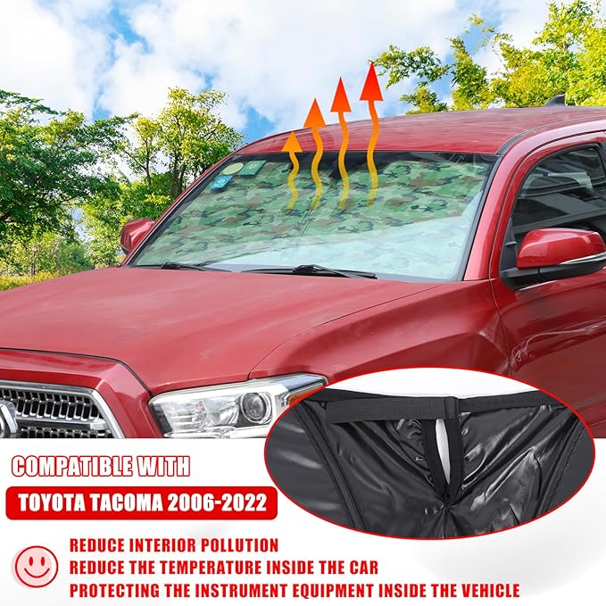 LLKUANG Car Windshield Sun Shade Compatible with Toyota Tacoma 2006-2024 Auto Windshield Sunshades Foldable Blocks UV Rays Sun Visor to Keep Your Vehicle Cool and Damage Free (Style F)