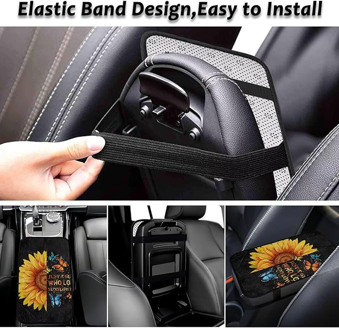Bulopur Sunflower Armrest Cover Car Easy to Install Car Center Console Cushion Pad Universal Car Interior Accessories Car Arm Rest Cover Fashion Auto Interior