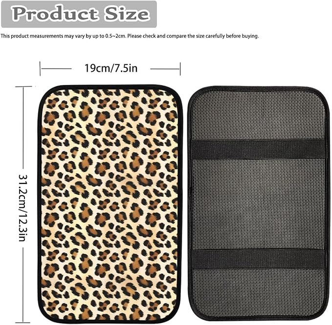 Horeset Leopard Print Auto Center Console Arm Rest Pad Universal Fit Car Armrest Cover Cushion Fit Most Vehicle
