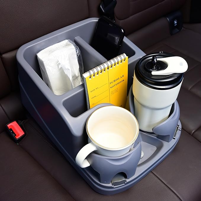 Keyiduid Center Console for Cars, Car Center Console Organizer, Console Cup Holder for Trucks, Floor Cup Holder for Truck, Minivans, Suvs, Vehicle Organizer (Gray)